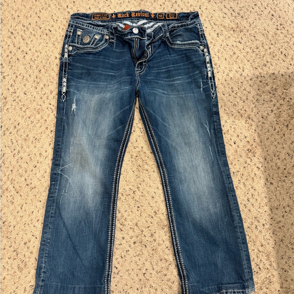 Rock Revival Men’s Dark Blue Bootcut Jeans